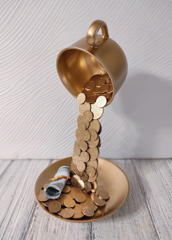 Сувенир статуэтка парящая чашка с золотым напылением и монетами ручная работа хенд мейд подарок SuvenirPodarokZP (260495444)