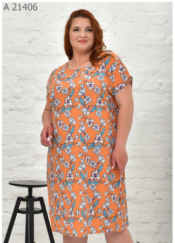 Оранжевое повседневный женское летнее платье большого размера SK