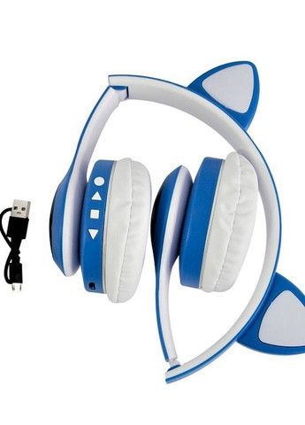 Наушники беспроводные Cat Ear VZV-23M Bluetooth с RGB подсветкой и кошачьими ушками Синие No Brand (276525861)