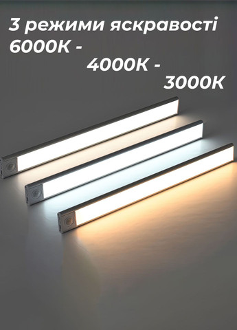 Світлодіодна лампа з акумулятором / led світильник з датчиком руху для кухні, ванної кімнати 40см 8798 Білий 65866 OnePro (268128368)