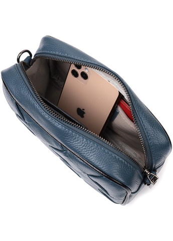 Кожаная сумка с переплетами для стильных женщин 22408 Синяя Vintage (276461816)