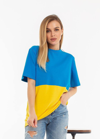 Жовта жіноча футболка колір жовто-блакитний 432082 New Trend
