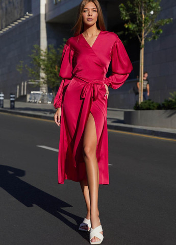 Красное кэжуал, вечернее вечернее платье на запах Jadone Fashion однотонное