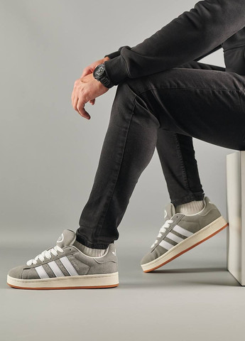 Серые демисезонные кроссовки мужские, вьетнам adidas Originals Campus Grey White Gum