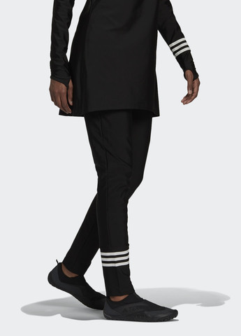 Черный летний леггинсы для плавания 3-stripes adidas