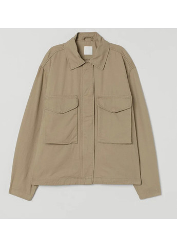 Оливковая (хаки) демисезонная женская саржевая куртка н&м (56105) s хаки H&M