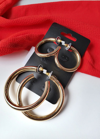 Серьги женские кольца набор 2 пары Золотистые No Brand (266915556)