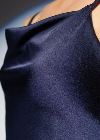 Темно-синее женское длинное шелковое платье комбинация темно-синий Maybel