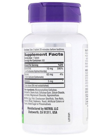 Melatonin Extra Strength 5 mg 60 Tabs NTL-04462 Natrol (258499199)