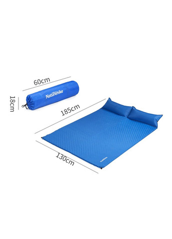 Коврик надувной двухместный с подушкой 185х130 NH18Q010-D синий Naturehike (258966609)