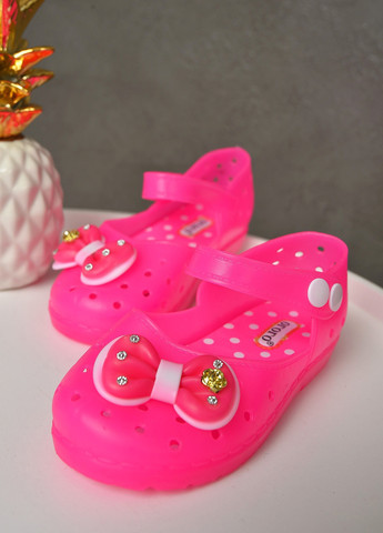 Малиновые туфли детские девочка силиконовые малинового цвета с бантиком с ремешком Let's Shop