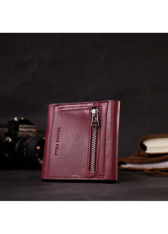 Стильний невеликий гаманець із натуральної шкіри 16800 Бордовий Grande Pelle (267927730)
