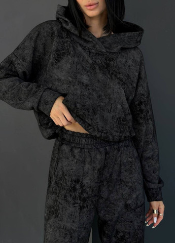 Красивый качественный спортивный костюм из турецкой трёхнитки петля "пенье", графитовый костюм с принтом тай-дай с капюшоном No Brand 154 (277620649)