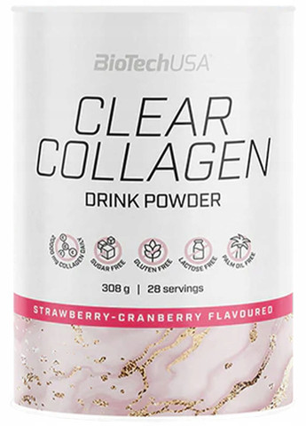 Колаген Clear Collagen Drink Powder 308 g (Strawberry-cranberry) Biotech (260477692)
