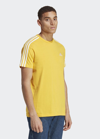 Золотая футболка essentials single jersey 3-stripes adidas
