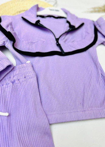 Фиолетовый демисезонный костюм для девочек с рюшами брючный Murat baby