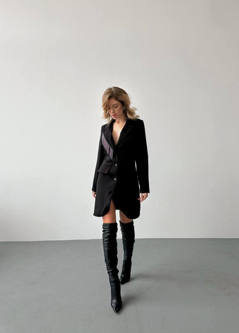Чорна повсякденний сукня піджак об'ємний popluzhnaya