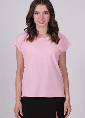 Розовая летняя блузка женская 0071 однотонный софт розовая Актуаль