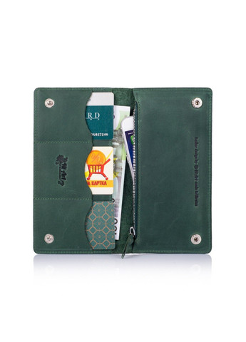 Зеленый кожаный бумажник WP-05 Mehendi Art Зелёный Hi Art (268371606)