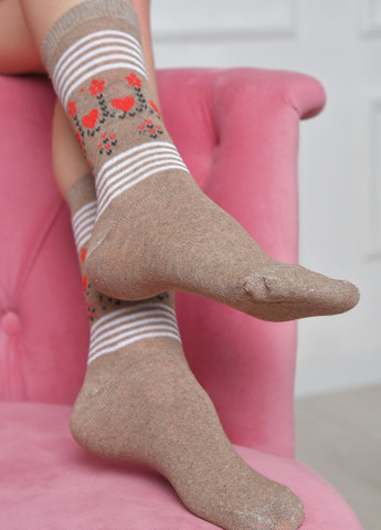 Шкарпетки жіночі з малюнком коричневого кольору розмір 36-40 Let's Shop (273176742)