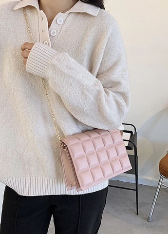 Женская маленькая классическая сумка клатч на цепочке розовая пудра No Brand (264021563)
