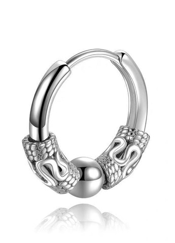 Серьга кольцо мужская из нержавеющей стали (1 шт) MK1232-1 серебряный DeKolie (260517564)