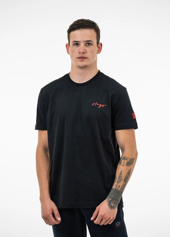 Чорна футболка чоловіча з коротким рукавом Paul & Shark BOSS RELAXED-FIT T-SHIRT IN COTTON JERSEY WITH LOGO PATCH