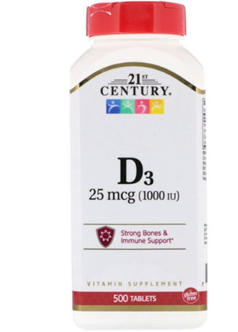 Vitamin D3 High Potency 1000 IU 500 Tabs 21st Century (256721017)