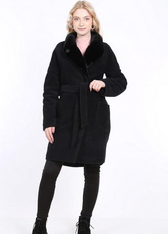 Черное Пальто теплое женское 143 кашемир барашек черное Актуаль