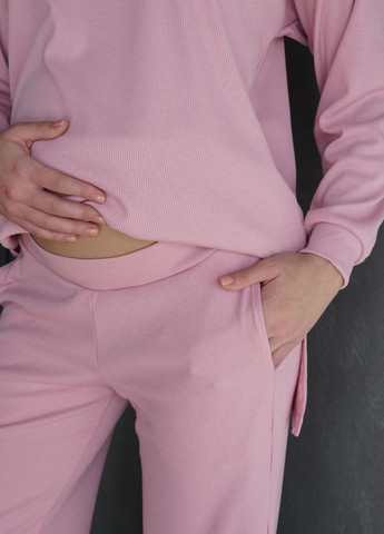 Мягкий спортивный костюм для беременных oversize кроя однотонный трикотажный цвет пудра To Be (257856283)