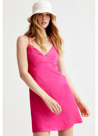Рожева вечірня жіноча атласна сукня н&м (56003) s рожева H&M