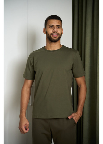 Піжама чоловіча COTTON BASIC футболка + штани прямі хакі Handy Wear (278076148)