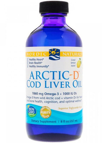 Arctic-D Cod Liver Oil 8 fl oz 237 ml Lemon Nordic Naturals (258498795)