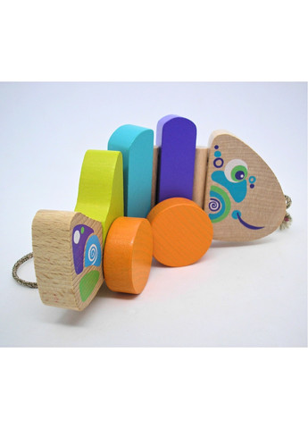 Каталка рыбка на шнурочке игрушка деревянная детская разноцветная развивающая Cubika (259793920)