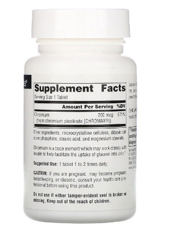 Chromemate Chromium GTF Yeast-Free 200 mcg 240 Tabs Source Naturals (256724416)