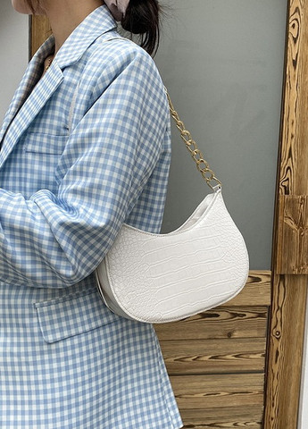 Женская сумочка багет рептилия белая No Brand (259294536)
