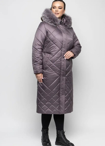 Лиловая зимняя женская куртка большого размера зимняя SK