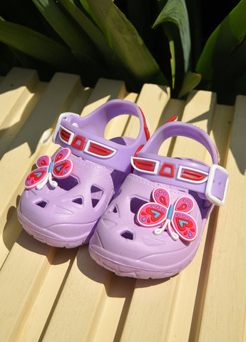 Сиреневые пляжные сандали детские пена для девочки сиреневого цвета Let's Shop с ремешком