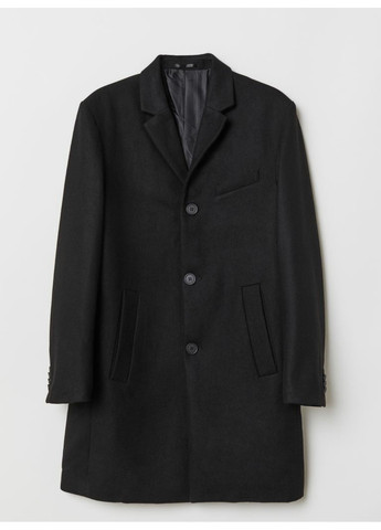 Черное демисезонное Мужское шерстяное пальто Н&М (56427) S Черное H&M