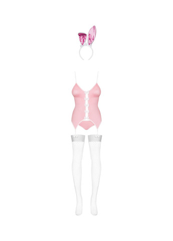 Эротический костюм зайки Bunnyuit 4 pcs costume, топ с подвязками, трусики с хвостом, чулки и ушки Obsessive (276389670)