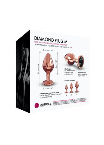 Металлическая анальная пробка с украшением в виде кристалла - Diamond Plug Rose Gold M Dorcel (276388814)