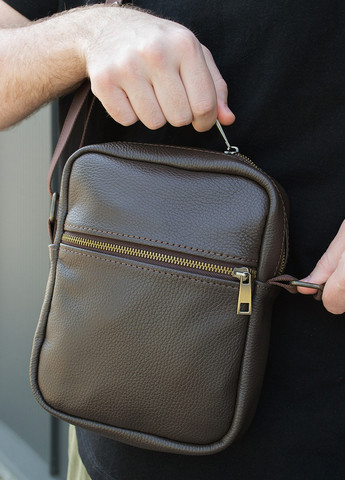 Сумка мужская мессенджер коричневый ( через плечо ) из натуральной кожи Famk (259018688)