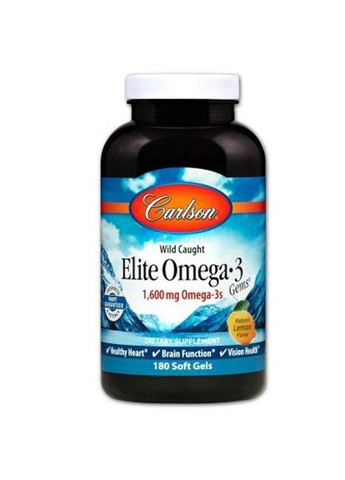 Elite Omega-3 Gems 1600 mg 180 Soft Gels Natural Lemon Flavor Carlson Labs (257252462)