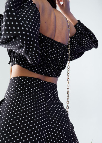 Женский костюм топ и брюки палаццо черного цвета р.L 387290 New Trend (257611095)