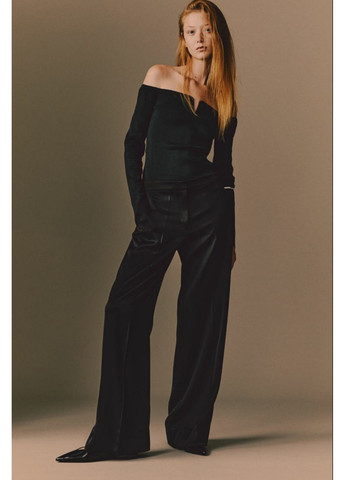 Черные коктейльный демисезонные брюки H&M