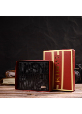 Цікавий чоловічий гаманець із натуральної фактурної шкіри 21789 Чорний Canpellini (259873962)