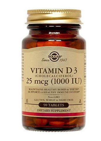 Vitamin D3 (Cholecalciferol) 1000 IU 90 Tabs Solgar (256720425)