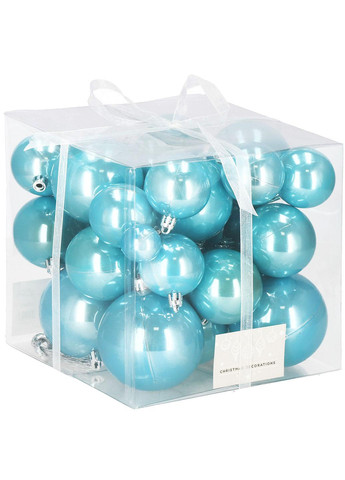 Набір ялинкових куль d=8, 7, 6, 5, 3 см 37 шт CA0845 Springos блакитний пластик