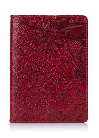 Шкіряна червона обкладинка на паспорт HiArt PC-01 Mehendi Art Червоний Hi Art (268371386)
