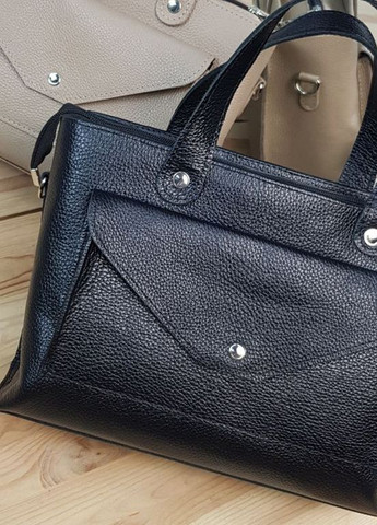 Кожаная женская деловая сумка су ручками на молнии, модная красивая сумочка из натуральной кожи Serebro (266701175)